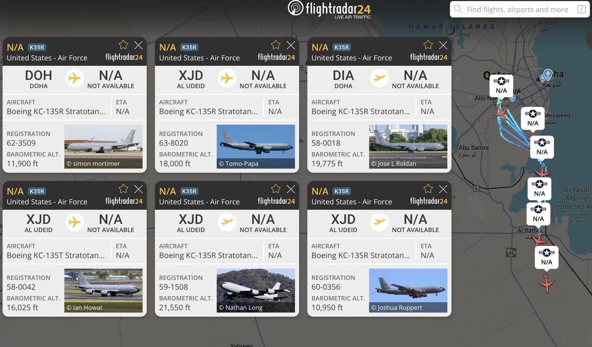 Des avions de l'USAF évacuent la base aérienne d'Al-Udeid au Qatar